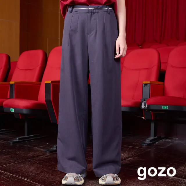 【gozo】天絲莫代爾造型腰頭寬褲(兩色)