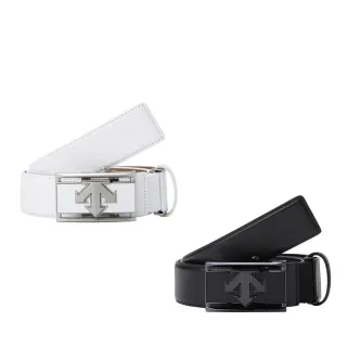 【DESCENTE】GOLF 迪桑特 男士 高爾夫腰帶 半自動皮帶(黑色/白色)