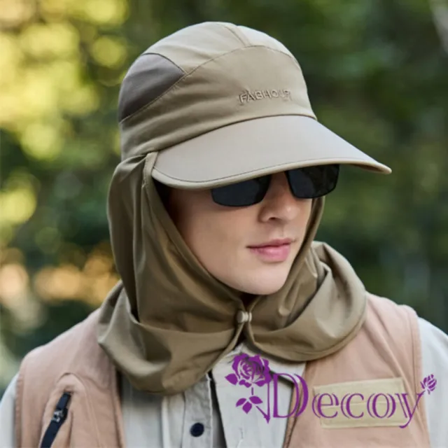 【Decoy】戶外防曬 登山釣魚護脖披肩遮陽鴨舌帽(顏色可選)