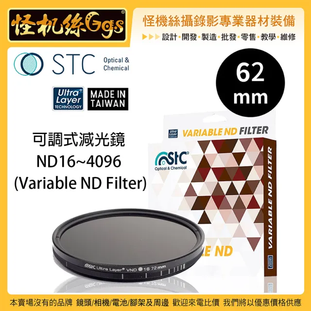 【STC】VND 62mm 可調式減光鏡 ND16~4096(多層鍍膜 可調式 鏡頭 ND鏡 風景 薄框 抗靜電)