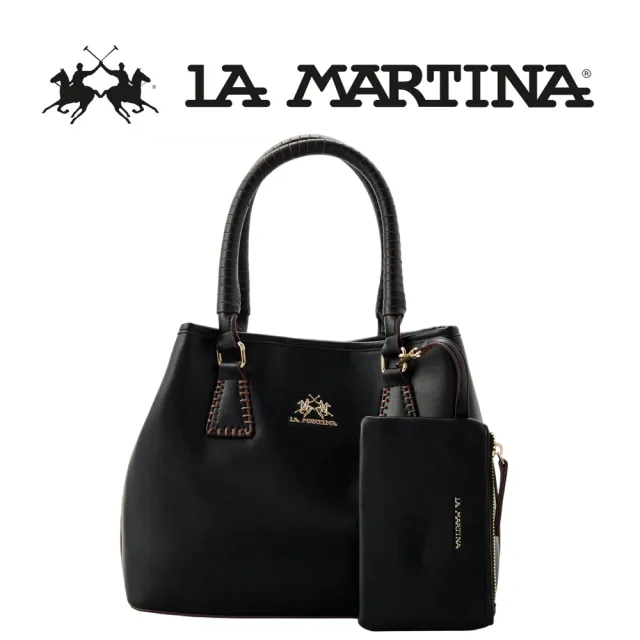 【LA MARTINA】雙11 義大利原裝進口 頂級皮革托特包肩背包 1818P(黑色)