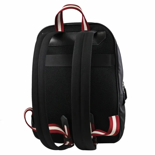 【BALLY】簡約LOGO拼接前口袋旅用包商務包後背包(黑)