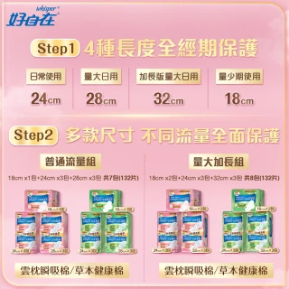 【好自在 新品上市】Air-Dry 雲枕瞬吸/草本健康衛生棉 超值組132片(量小日常組/量大瞬吸組)