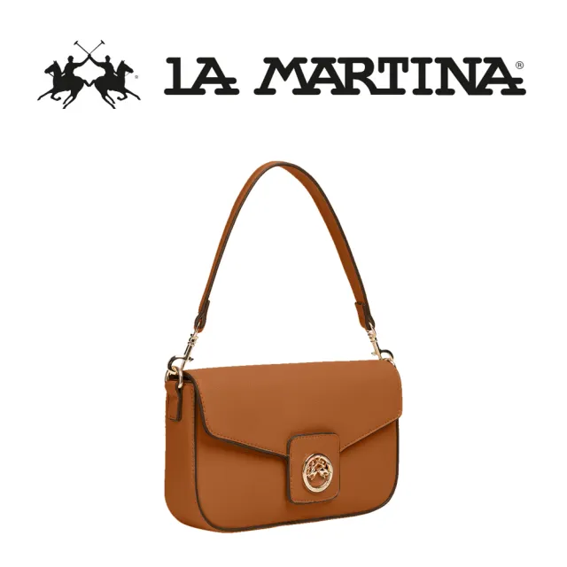 【LA MARTINA】雙11 義大利原裝進口 限量2折 頂級皮革肩背包 1814P 全新專櫃展示品(琥珀色)