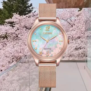 【CITIZEN 星辰】Ladys系列 櫻花限定光動能腕錶(EM0508-80D)
