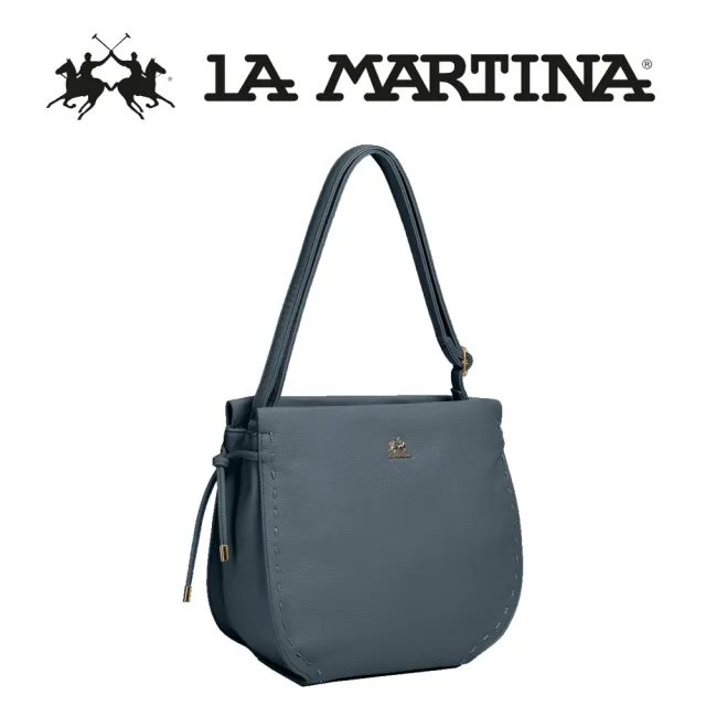 【LA MARTINA】雙11 義大利原裝進口 頂級皮革肩背包 1822P(淡藍色)