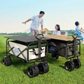 【小不記】露營折疊手推車-越野加長版(營地車 露營推車 拖車 營地車 露營手拉車 露營車 野餐車 露營拖車)