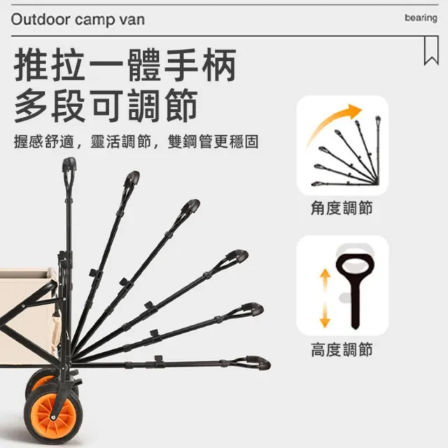 【小不記】露營折疊手推車-越野加長版(營地車 露營推車 拖車 營地車 露營手拉車 露營車 野餐車 露營拖車)