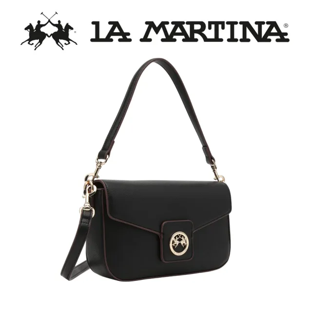 【LA MARTINA】雙11 義大利原裝進口 頂級皮革肩背包 1814P(黑色)
