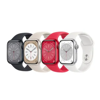 【Apple 蘋果】Apple Watch Series 8 41公釐 GPS版(鋁金屬錶殼搭配運動型錶帶)