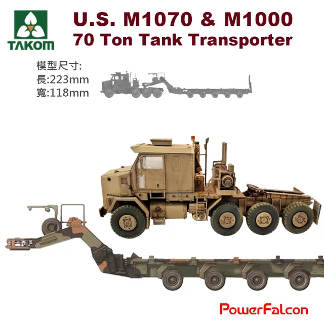 【PowerFalcon】1/72 M1070&M1000 70噸戰車拖車 坦克運輸車(Takom 5021 三花模型 模型組裝)