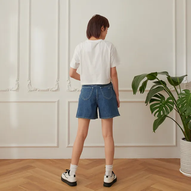 【Lee】女裝 牛仔短褲 / 中腰 刷破 中藍洗水(LB522019241)