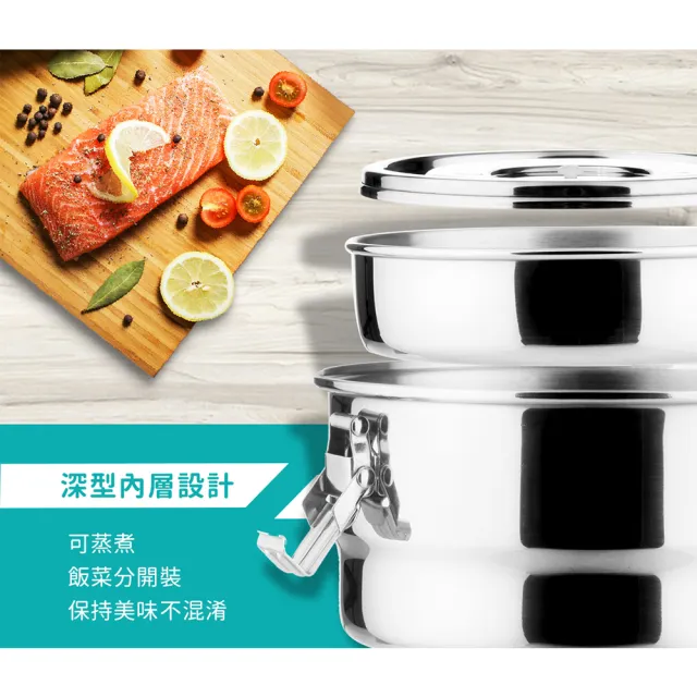 【Chieh Pao 潔豹】304不鏽鋼康潔密封餐盒 12CM 600CC(SGS檢驗合格 防溢 飯盒 便當盒)