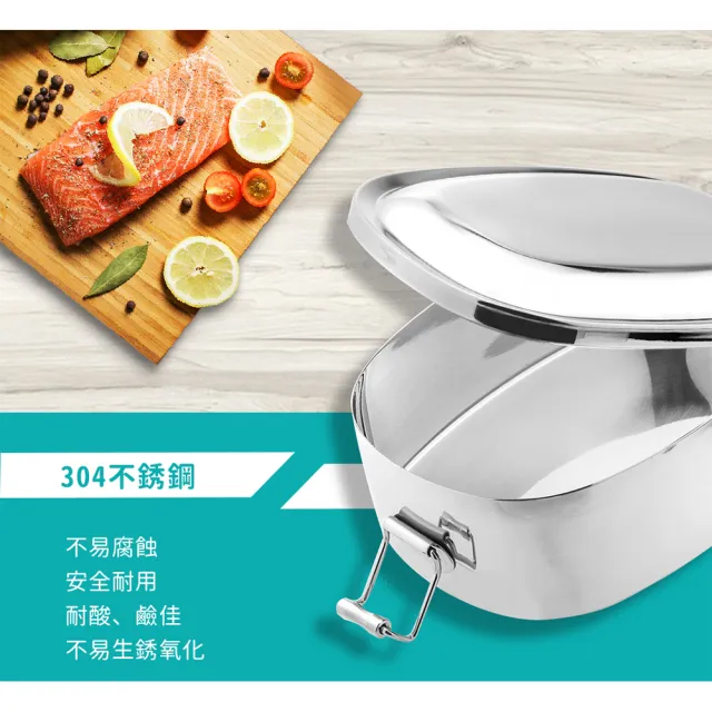 【Chieh Pao 潔豹】304不鏽鋼康潔橢圓便當盒 16CM 700CC(SGS檢驗合格 餐盒 飯盒 便當盒)
