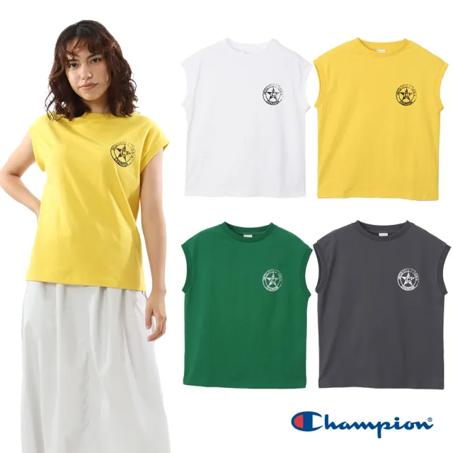 【Champion】官方直營 女款-CASUAL 寬版印花無袖上衣-白色(CW-Z311-010)