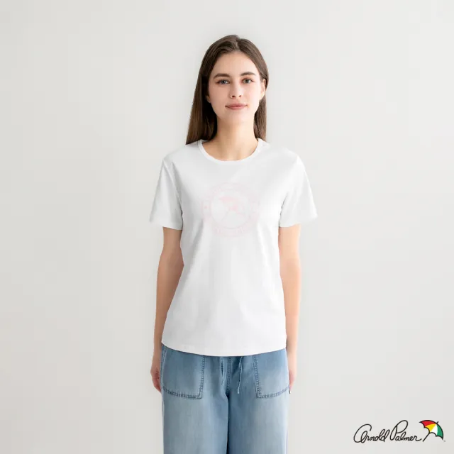 【Arnold Palmer 雨傘】女裝-經典傘幸運草親膚純棉圓領T-shirt(白色)