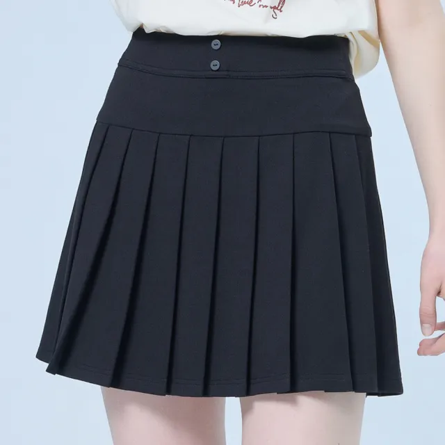 【OUWEY 歐薇】學院風打摺縲縈羅馬布短褲裙(黑；S-L；3252392439)
