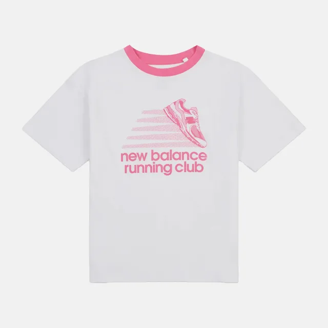 【NEW BALANCE】NB 短袖上衣 童裝 大童 男女童 白粉 LAKG0119BWE