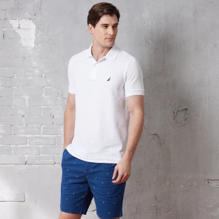 【NAUTICA】官方旗艦 男裝 經典素色吸濕排汗短袖POLO衫(白色)