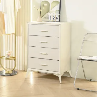 【慢慢家居】無印風-輕雲布藝四格抽屜收納櫃(異材質拼接 金屬把手)