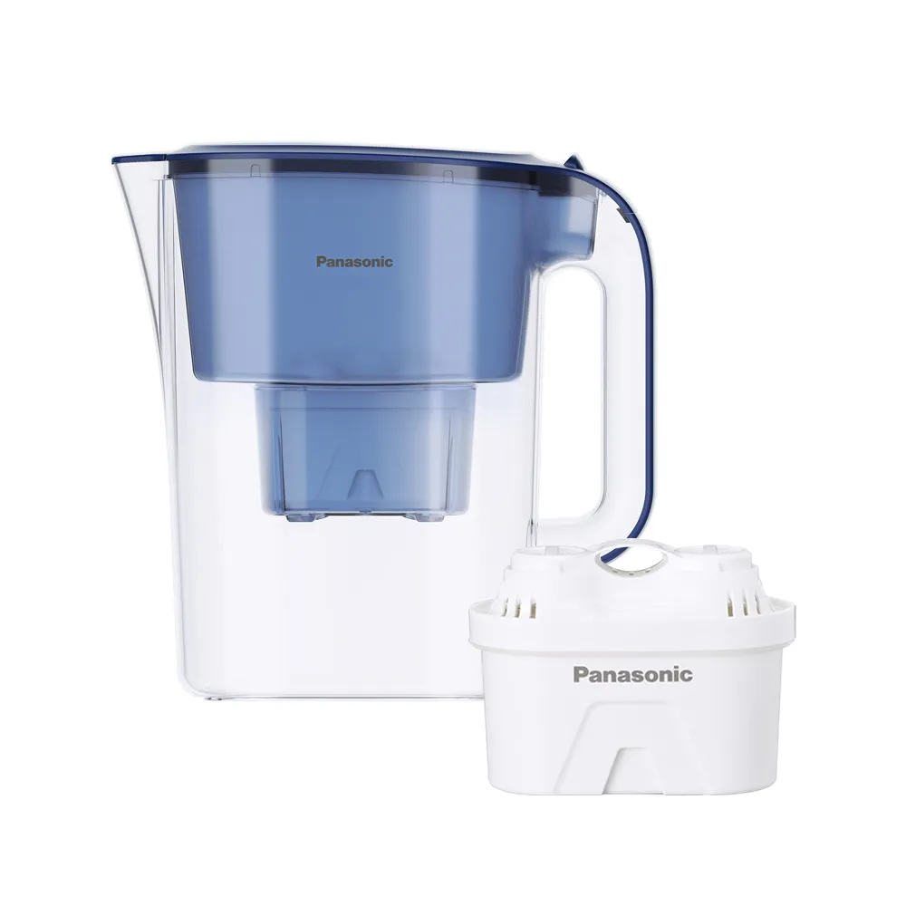 【Panasonic 國際牌】3.5L雙口速淨濾水壺-藍 共1壺4芯(TK-CNP55-A)