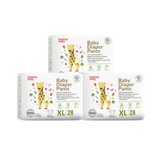 【mamaway 媽媽餵】一拉褲/褲型尿布 XLx28片 3包(嬰兒尿布/寶寶褲型尿布/拉拉褲)