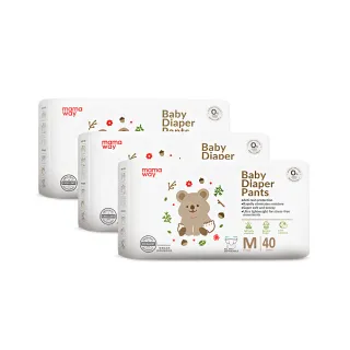 【mamaway 媽媽餵】一拉褲/褲型尿布 Mx40片 3包(嬰兒尿布/寶寶褲型尿布/拉拉褲)