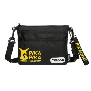 【OUTDOOR】聖誕節交換禮物 Pokemon寶可夢潮黑皮卡丘橫式側背包 黑色