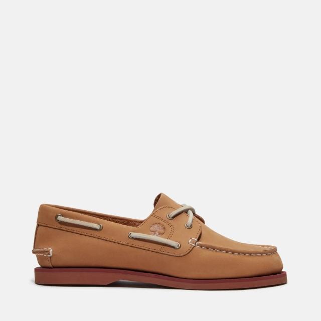 【Timberland】女款米色兩孔帆船鞋(A2Q9XEN3)
