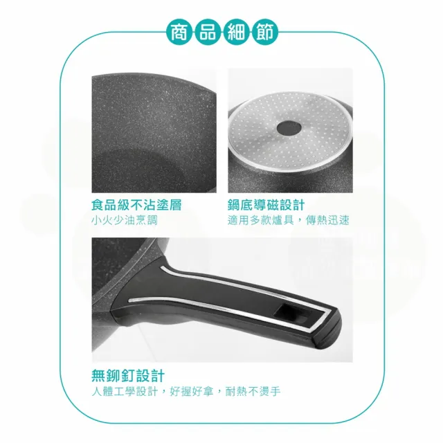 【Chieh Pao 潔豹】家悅鑄造抗沾深型平底鍋 28CM(IH電磁爐可用、導磁底、不沾鍋、炒鍋)
