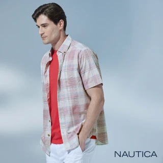 【NAUTICA】官方旗艦男裝 淡雅格調棉質短袖襯衫(粉色)
