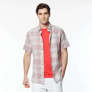 【NAUTICA】官方旗艦男裝 淡雅格調棉質短袖襯衫(粉色)