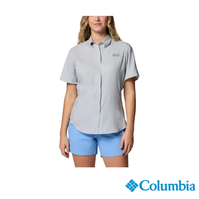 【Columbia 哥倫比亞】女款-女防曬UPF40快排短袖襯衫-灰色(UFL72770GY/JS)