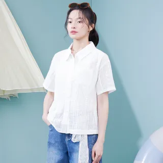 【gozo】雪紡繡花拼接天絲襯衫(兩色)