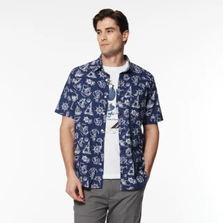 【NAUTICA】官方旗艦 男裝 經典海洋風格短袖襯衫(藍色)