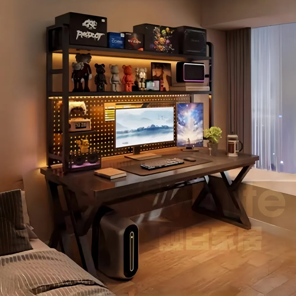 靚白家居】傲雪電腦桌100公分大書架款(電競桌書桌洞洞板辦公桌工作桌衣帽架梳妝台化妝桌) - momo購物網-