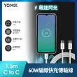 【YOMIX 優迷】C to C 60W快充1.5M線組★20W 雙孔快充摺疊充電器  (支援iPhone 16)