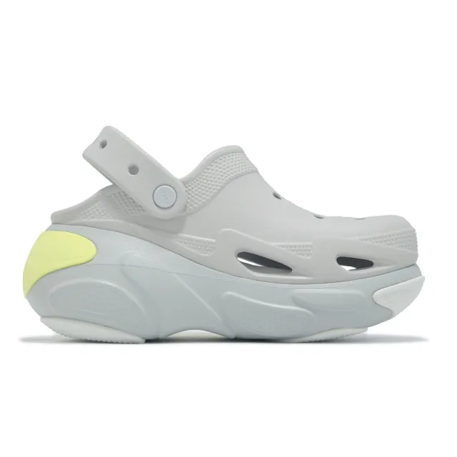 【Crocs】洞洞鞋 Bubble Crush Clog 男女鞋 貝殼泡芙 厚底克駱格 大氣灰 卡駱馳(2100611FT)