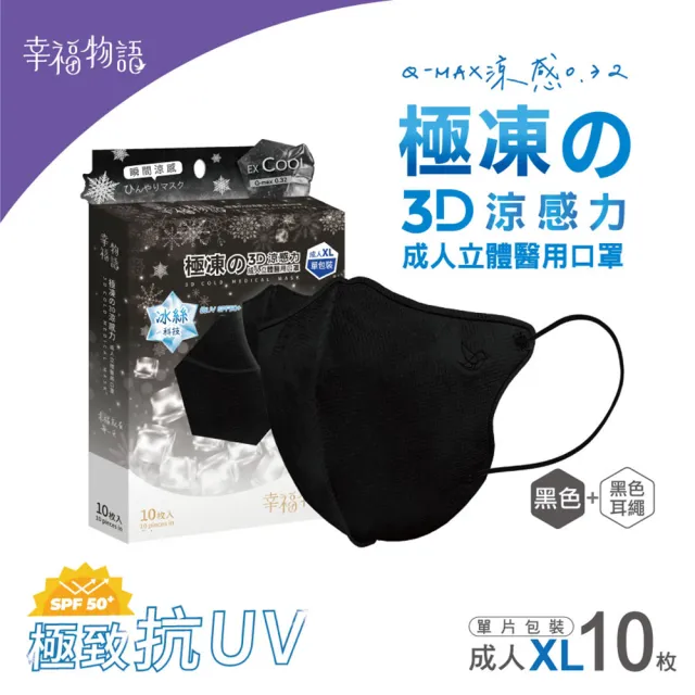 【BenQHealth 明基健康生活】幸福物語 極凍舘3D立體醫療口罩10片/盒x4盒(瞬間涼感 成人、XL雙尺寸)