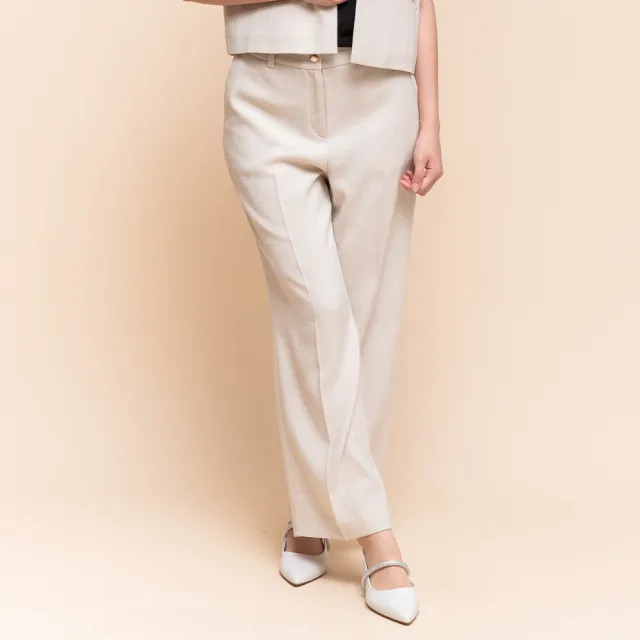 【perng yuh 芃諭名品】俐落氣場 仿麻感 燙折西裝褲(2025 SS Collection|4A春夏新品上市)