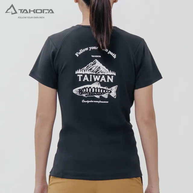 【TAKODA】Ogle 環保機能短袖印花系列 - 台灣櫻鱒 女款 二色(吸濕排汗/舒適涼感/抗菌吸臭)