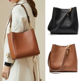 【米蘭精品】限時搶購 真牛皮側背包真皮革單肩背包托特包手提包隨身女包包(大容量簡約2色74ca23)
