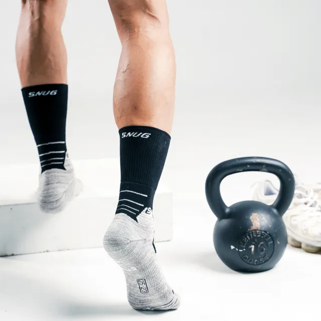 【sNug 給足呵護】CTRL3.5度工學籃球襪-黑筒(德國IF設計獎/職業球星推薦/黃金3點止滑/毛巾厚底/台灣製)