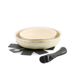 【GreenPan】鑽石陶瓷塗層不沾鍋 ClickChef 奶油白(四件組/不挑爐具/不沾鍋/陶瓷/洗碗機適用)