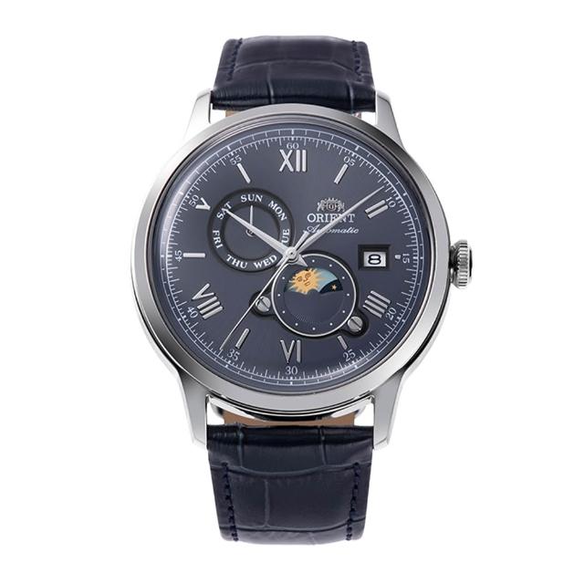 【ORIENT 東方錶】ORIENT 東方錶 SUN&MOON系列 日月相75週年機械錶 皮帶款 藍色 - 41.5 mm(RA-AK0806L)