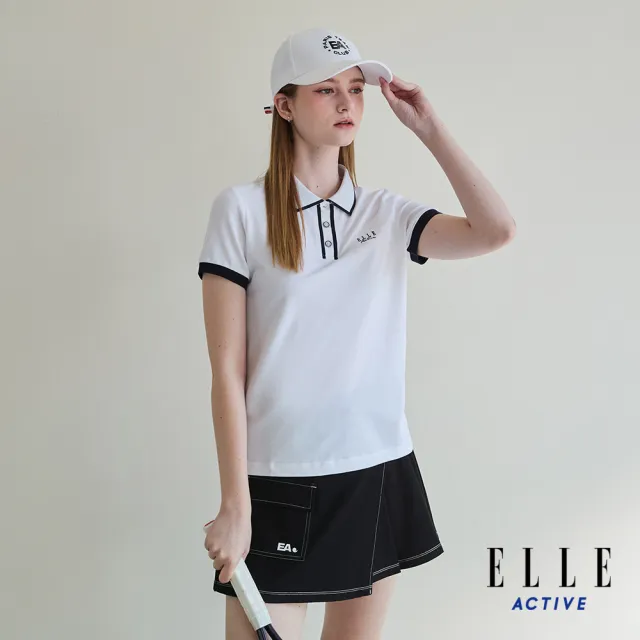 【ELLE ACTIVE】女款 簡約撞色休閒短袖POLO衫-白色(EA25S1W1101#90)