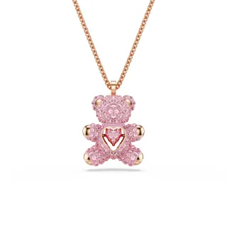 【SWAROVSKI 施華洛世奇】Teddy 鏈墜 熊 粉紅色 鍍玫瑰金色