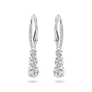 【SWAROVSKI 施華洛世奇】Stilla Attract 大圈耳環 圓形切割 白色 鍍白金色