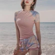 【SeasonsBikini】流行熱賣女泳裝短袖泳裝遮肉泳裝-組合-大尺碼(短袖女泳裝兩件式泳裝連身顯瘦遮肉美背)