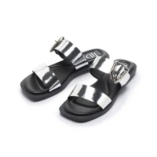 【FAIR LADY】軟實力 時尚方楦一字帶平底涼拖鞋(銀、1B3019)